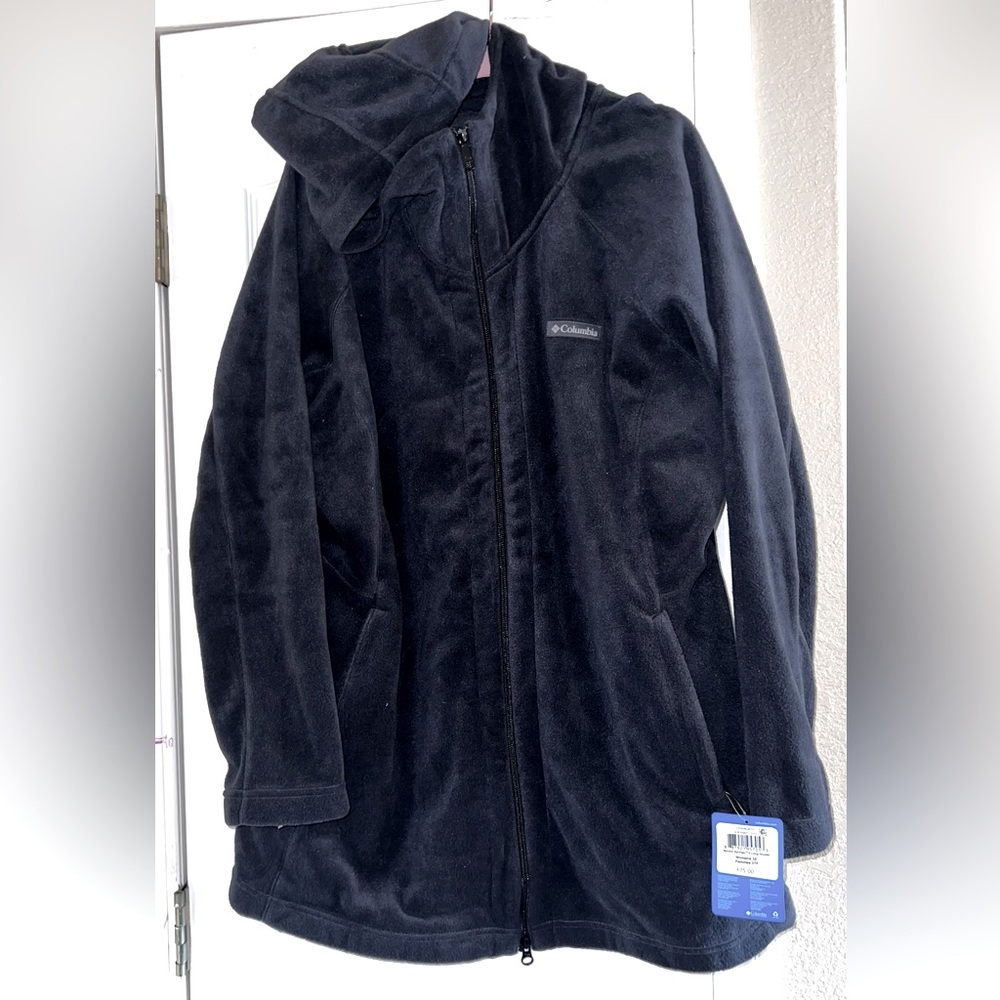 Black fleece hooded zip up
